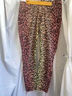 MOTHER distressed animal print denim jeans